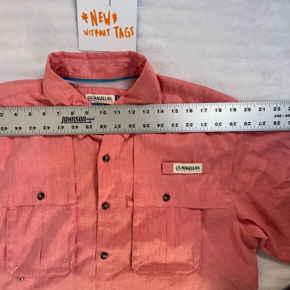Magellan Outdoors Mens Pink Short Sleeve Fishing Shirt Medium Relaxed Mesh NWOT - Picture 4 of 8